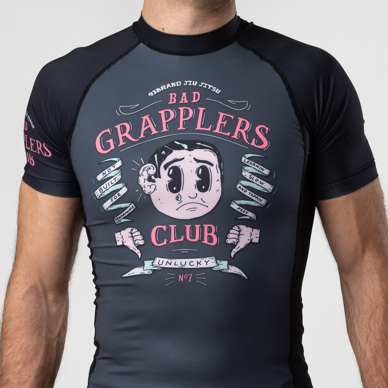 BAD GRAPPLERS CLUB Short Sleeve Rash Guard (Black)