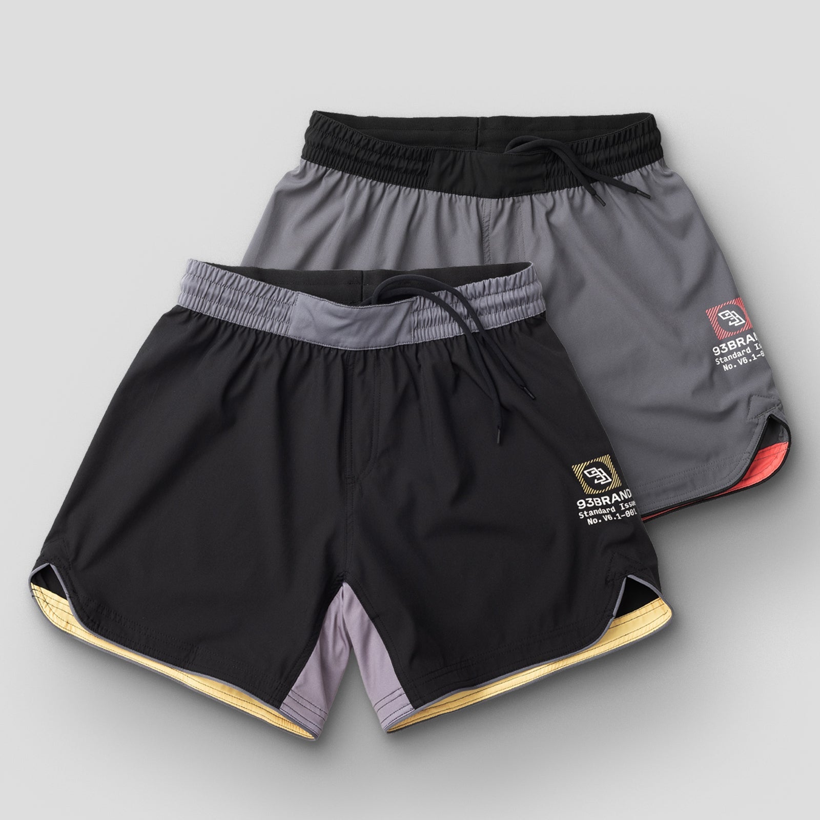 Standard Issue Grappling Shorts 2PACK Regular Length Black Yellow Grey Red