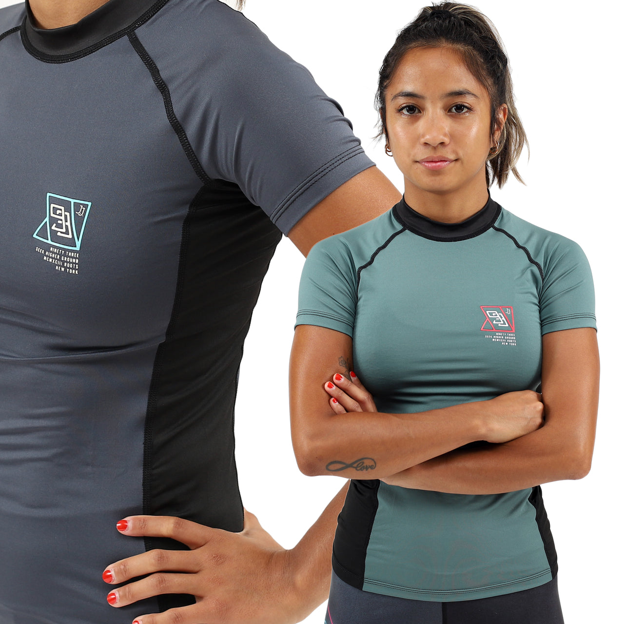 2019 Standard Issue Women's Rash Guards 2-PACK (Sage Green, Slate Grey)