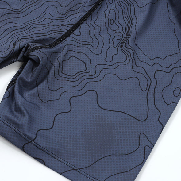 Two-Layer GOD Shorts V5 - Ink Blue "Halftone Topo" Edition